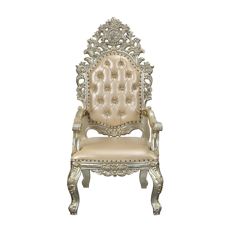 Sorina - Arm Chair (Set of 2) - Synthetic Leather & Antique Gold - R&R Furniture Gallery (Fountain Valley, CA)
