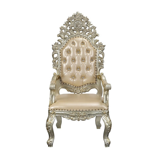 Sorina - Arm Chair (Set of 2) - Synthetic Leather & Antique Gold - R&R Furniture Gallery (Fountain Valley, CA)
