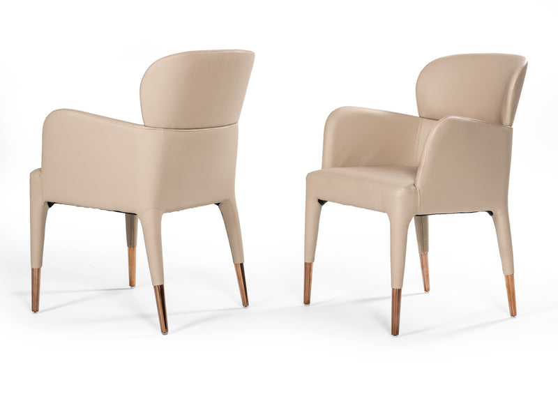 Ogden Modern Beige & Rosegold Dining Armchair — view 2