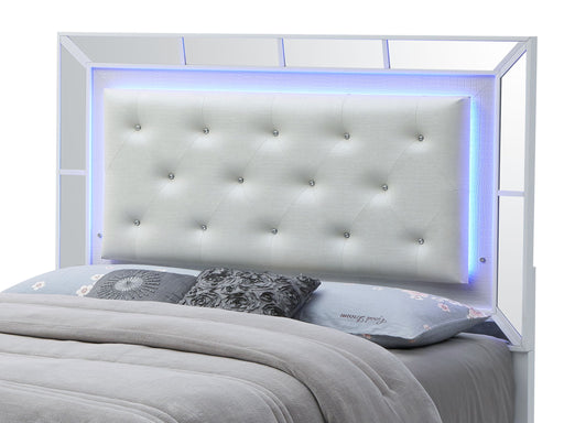 Modern contemporary panel bed by Glory Furniture with sleek design and neutral finish, showcasing a stylish bedroom centerpiece.