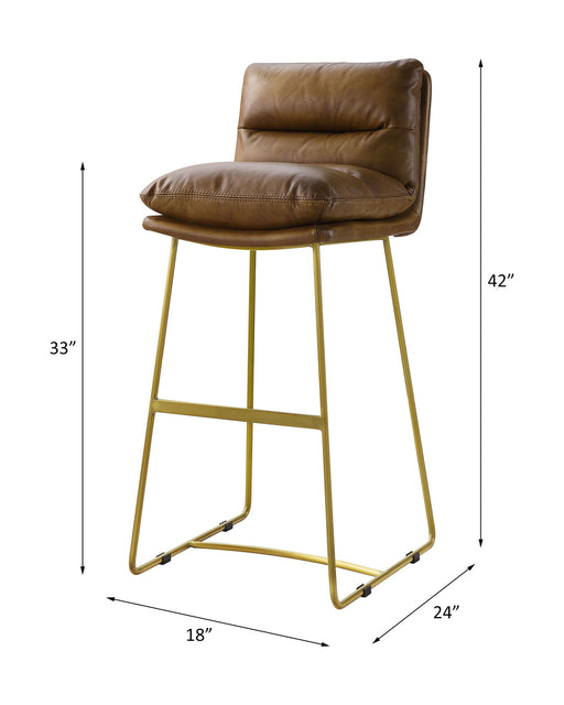 Alsey - Bar Chair - Saddle Brown Top Grain Leather - R&R Furniture Gallery (Fountain Valley, CA)