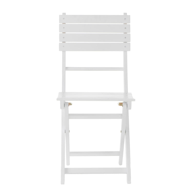 Set of two Noble House outdoor foldable wood dining chairs with slat design, ideal for patio or garden seating.