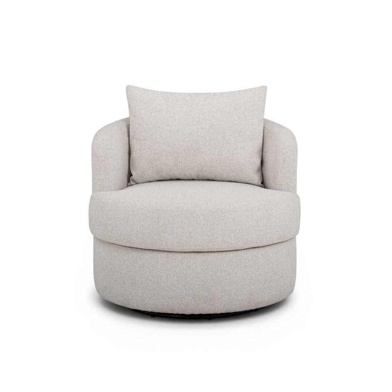 TOV Furniture Silvi swivel chair with a modern design, featuring a plush upholstered seat and sleek metal base.