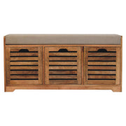 Shutter Shoe Bench, 3 Drawer - Oak - R&R Furniture Gallery (Fountain Valley, CA)