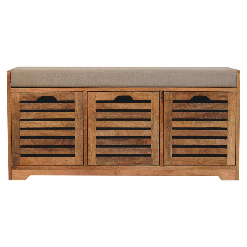 Shutter Shoe Bench, 3 Drawer - Oak - R&R Furniture Gallery (Fountain Valley, CA)