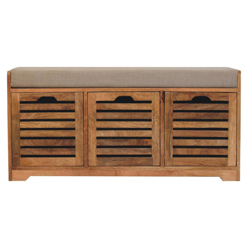Shutter Shoe Bench, 3 Drawer - Oak - R&R Furniture Gallery (Fountain Valley, CA)