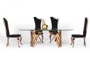 Bonnie Transitional Black Velvet & Rosegold Dining Chair (Set of 2) — view 3