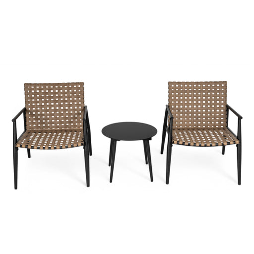 Outdoor Chat Set, 2 Chairs & Side Table - Black / Brown - R&R Furniture Gallery (Fountain Valley, CA)