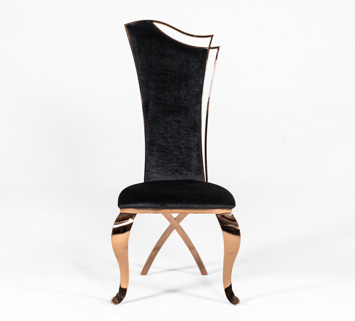 Bonnie Transitional Black Velvet & Rosegold Dining Chair (Set of 2) — view 5