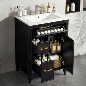 Freestanding Bathroom Vanity With Sink, Soft Close Door, Tip Out Drawer