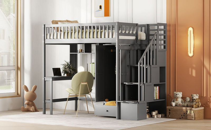 Loft Bed With Bookshelf, Drawers, Desk, And Wardrobe - R&R Furniture Gallery (Fountain Valley, CA)