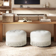 Yolanda - Round Upholstered Accent Ottoman - Almond White - R&R Furniture Gallery (Fountain Valley, CA)