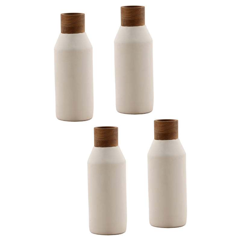 Ludlow - Vase (Set of 4) - White And Natural