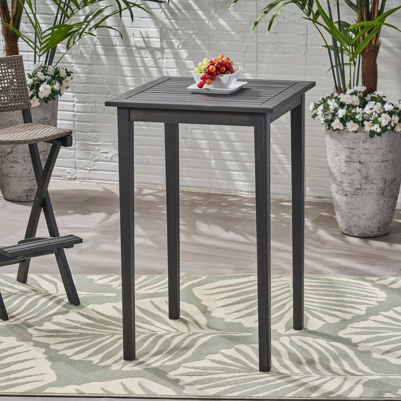 Outdoor Minimalist Acacia Wood Square Bar Table - R&R Furniture Gallery (Fountain Valley, CA)
