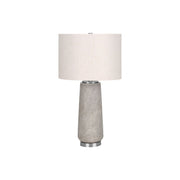 Modern gray resin table lamp from 8th Street, featuring a sleek design and a smooth, rounded base for contemporary home decor.