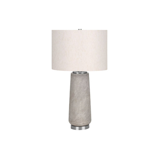 Modern gray resin table lamp from 8th Street, featuring a sleek design and a smooth, rounded base for contemporary home decor.