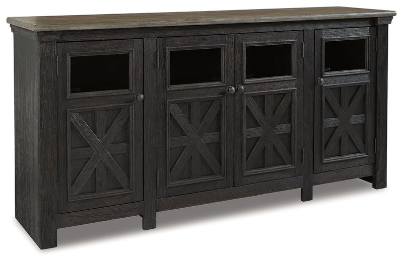 Tyler Creek - Extra Large TV Stand - Black / Gray - R&R Furniture Gallery (Fountain Valley, CA)