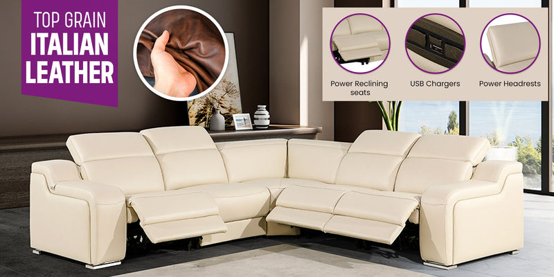 1116 - Power Reclining Italian Leather Sectional - R&R Furniture Gallery (Fountain Valley, CA)