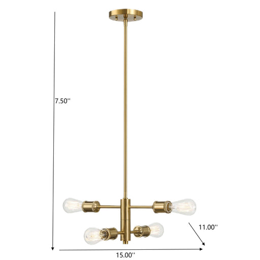 Trellis - 4 Lights Modern Gold Chandelier Vintage Pendant Fixture For Living Room - Clear / Gold - R&R Furniture Gallery (Fountain Valley, CA)