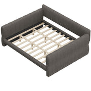 Dreamland upholstered platform storage bed with built-in USB charging ports, featuring a padded headboard and sleek design.
