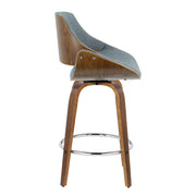 Lumi Source Fabrizzi mid-century modern fixed height counter stools with swivel and round footrest, set of 2