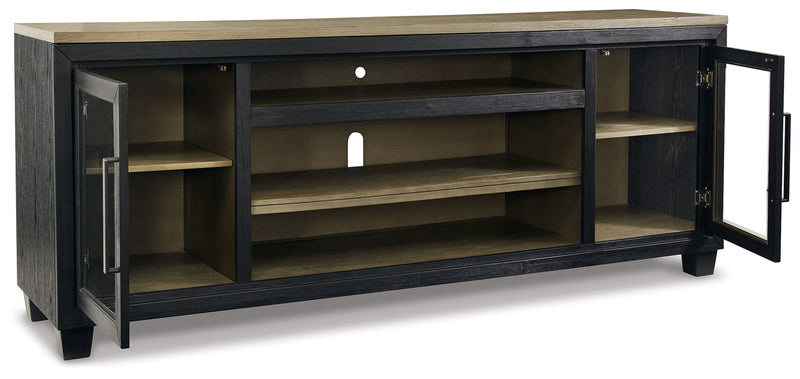 Foyland - XL TV Stand w/Fireplace Option - Black / Brown - R&R Furniture Gallery (Fountain Valley, CA)