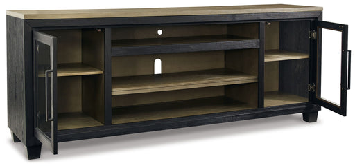 Foyland - XL TV Stand w/Fireplace Option - Black / Brown - R&R Furniture Gallery (Fountain Valley, CA)