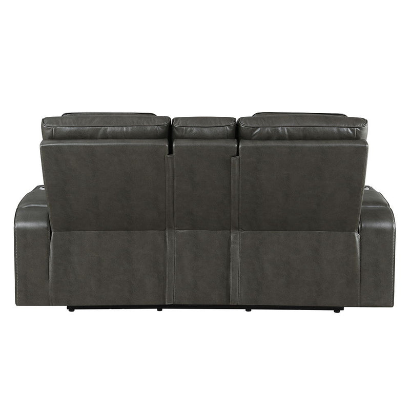 Taddeo - Power Motion Loveseat With Console, Speaker, USB, Wireless Charger & LED - Dark Gray - R&R Furniture Gallery (Fountain Valley, CA)