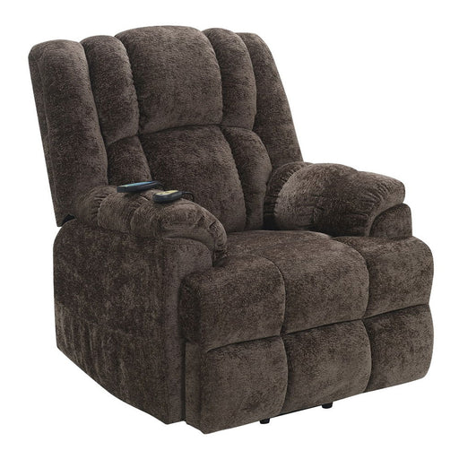 Pacay - Power Recliner With Lift, Heating & Massage - Brown Chenille - R&R Furniture Gallery (Fountain Valley, CA)
