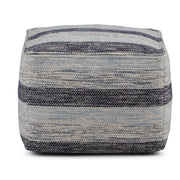 Simpli-Home upholstered square clay-colored accent pouf with soft fabric and plush cushioning.