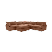 Classic Home Caplan 6-piece modular sectional with ottoman, showing plush fabric upholstery and modern living room setup.