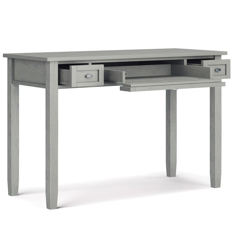 Handcrafted Simpli-Home Warm Shaker writing desk with wood finish and clean lines, ideal for home office or workspace.