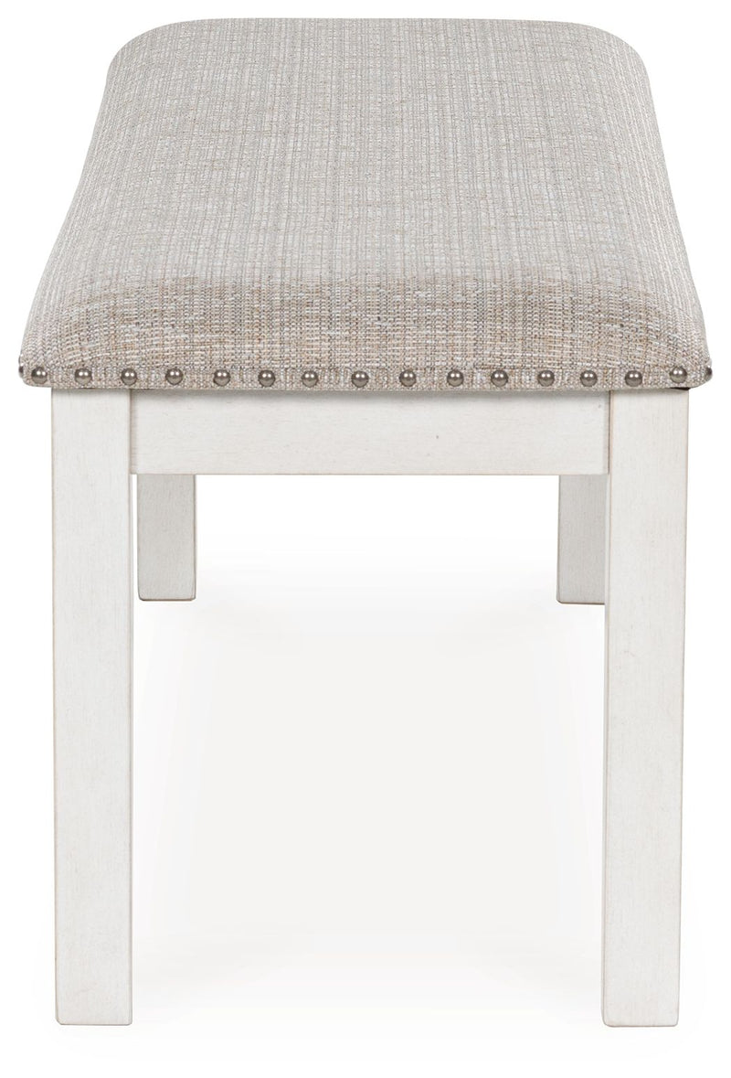 Robbinsdale - Large Upholstered Dining Room Bench - Antique White - R&R Furniture Gallery (Fountain Valley, CA)