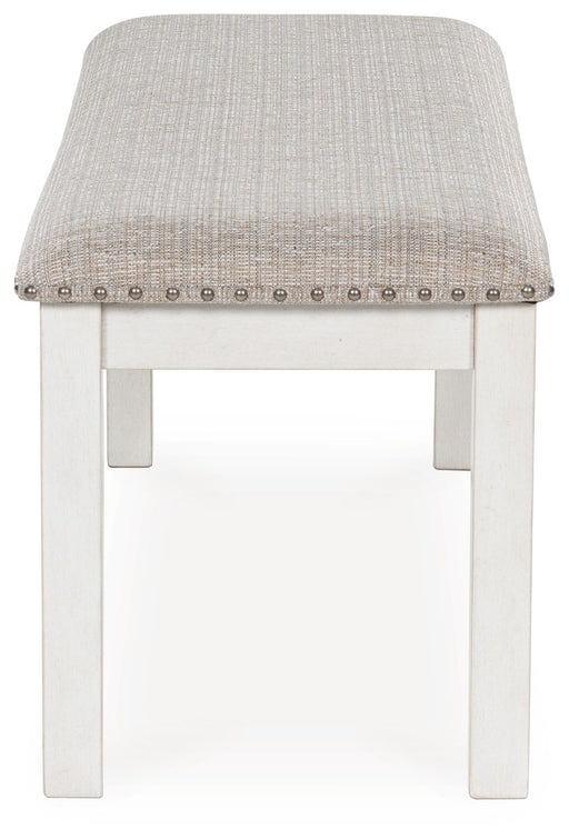 Robbinsdale - Large Upholstered Dining Room Bench - Antique White - R&R Furniture Gallery (Fountain Valley, CA)