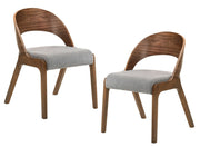 Runyon Modern Walnut & Grey Fabric Dining Chair (Set of 2) — view 4