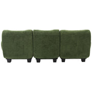 Noble House 3-seater sofa couch with curved armrests, stationary design and plush fabric, ideal for living room seating.