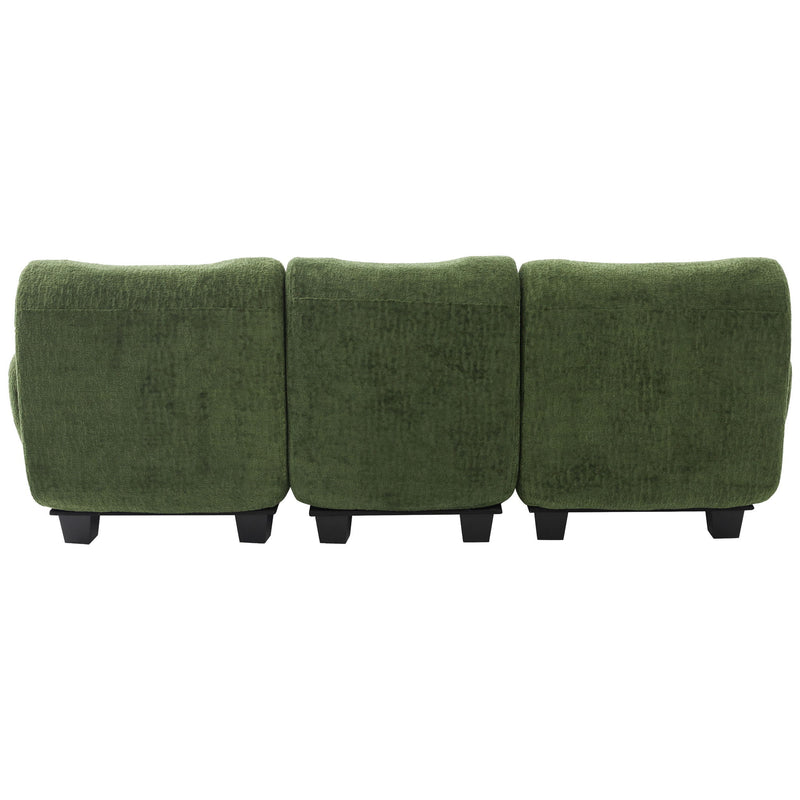 Noble House 3-seater sofa couch with curved armrests, stationary design and plush fabric, ideal for living room seating.