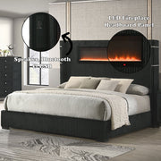 Garner - Bed With Fireplace, LED, Reading Light, Speaker, Bluetooth & USB - R&R Furniture Gallery (Fountain Valley, CA)