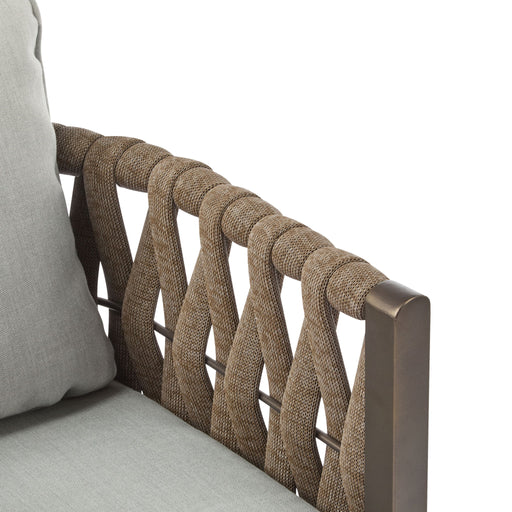 2 Pieces Outdoor Metal Patio Club Chair, Patio Furniture Arm Chair With Cushion, Modern Outdoor Furniture Deep Seating For Porch, Garden, Backyard, Balcony - Brown / Light Gray - R&R Furniture Gallery (Fountain Valley, CA)