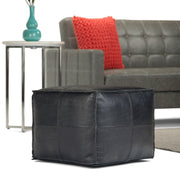 Bowen - Square Pouf - Black - R&R Furniture Gallery (Fountain Valley, CA)