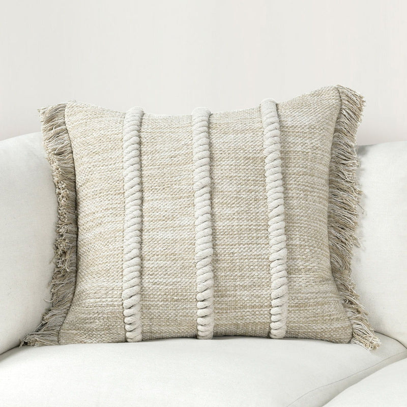 Classic Home Lucera 22x22 inch natural accent pillow with a soft fabric cover and subtle textured design.