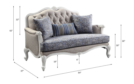 Ciddrenar - Loveseat With 3 Pillows - Fabric & White - R&R Furniture Gallery (Fountain Valley, CA)