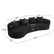 Elegant curved sectional sofa by Noble House, featuring full foam cushions and stationary design for comfortable lounging.