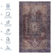 Maval - 3' X 5' Washable Area Rug - Burgundy - R&R Furniture Gallery (Fountain Valley, CA)