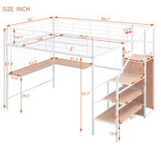 Loft Bed With Desk And Grid, Stylish Frame With Lateral Storage Ladder And Wardrobe - R&R Furniture Gallery (Fountain Valley, CA)