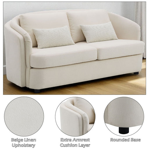 Mariko - Loveseat With 2 Pillows - Beige Linen - R&R Furniture Gallery (Fountain Valley, CA)