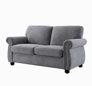 Soft Loveseat, Upholstered 2 Seater Couch, Loose Back Cushions And Turned Legs - R&R Furniture Gallery (Fountain Valley, CA)