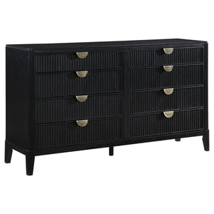 California King 5 Piece Bedroom Set With Fluted Detailing - Black