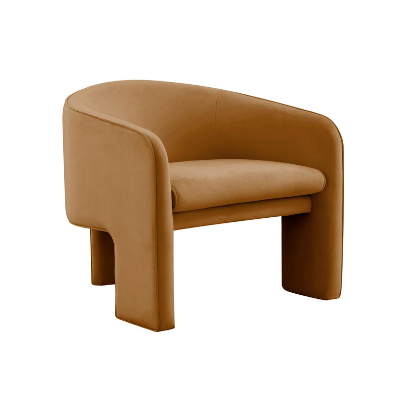 TOV Furniture Marla velvet accent arm chair with plush upholstery and sleek modern design in a cozy living room setting.