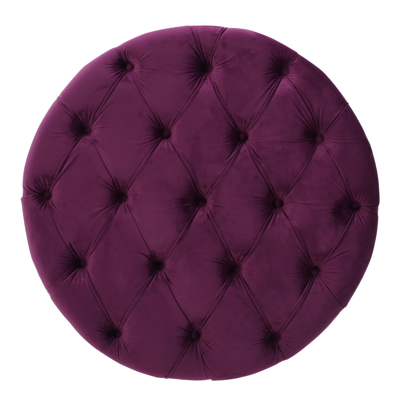 Noble House Modern Glam upholstered ottoman with sleek design, plush fabric, and stylish gold accents, perfect for contemporary living spaces.